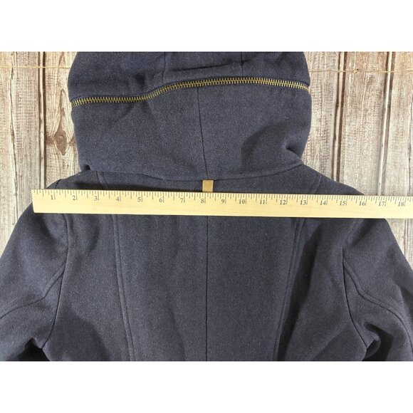 Mackage Steffy Wool blend Coat with Toggle and Zip Off Hood size S Navy - Picture 9 of 11